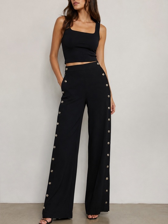 Express Pants - NWT Express Wide Leg Super High Rise Button Side Trouser